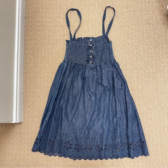 JUICY COUTURE Cotton Linen Denim Eyelet Dress Navy - S - Picture 2 of 11
